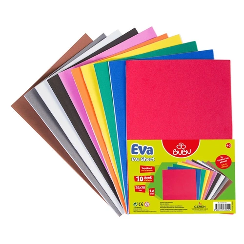 BuBu Yapışkanlı Eva 20x30 cm 10 Renk - Görsel 1