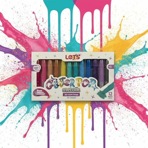 Lets Glitter Pop Metalik Jel Mum Boya 12 Renk - Görsel 1