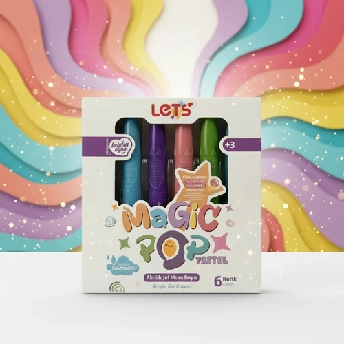 Lets Magic Pop Pastel Süper Yıkanabilir Akrilik Jel Mum Boya 6 Renk - Görsel 1