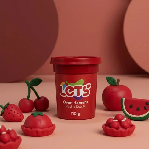 Lets Tek Renk Oyun Hamuru Kırmızı 110 gr - Görsel 1