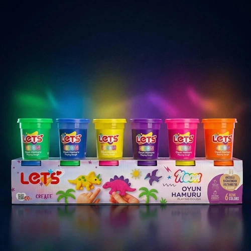 Lets 6 Renk Neon Oyun Hamuru 660 gr - Görsel 1