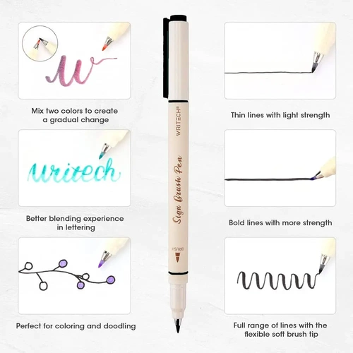 Writech Sign Brush Pen Fırça Tip Keçeli Kalem Siyah - Görsel 1