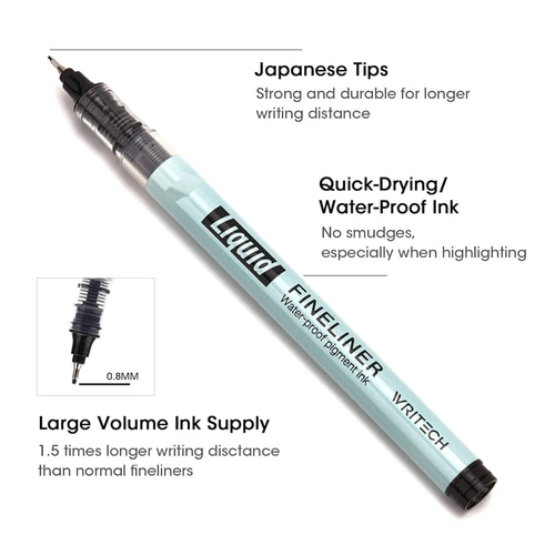Writech Liquid Fineliner Sıvı Mürekkepli Rapido Çizim Kalemi 0.8 mm - Görsel 1