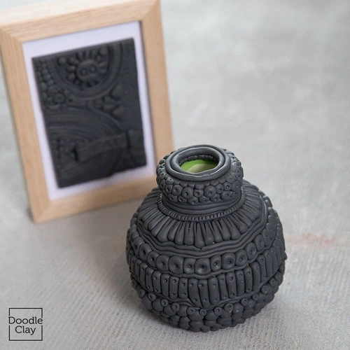 Creall Deco Doodle Clay Polimer Kil 200 gr Graphite - Görsel 2