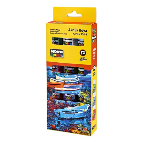 Nova Color Akrilik Boya 12 Renk x 17 ml Şişe - Görsel 1