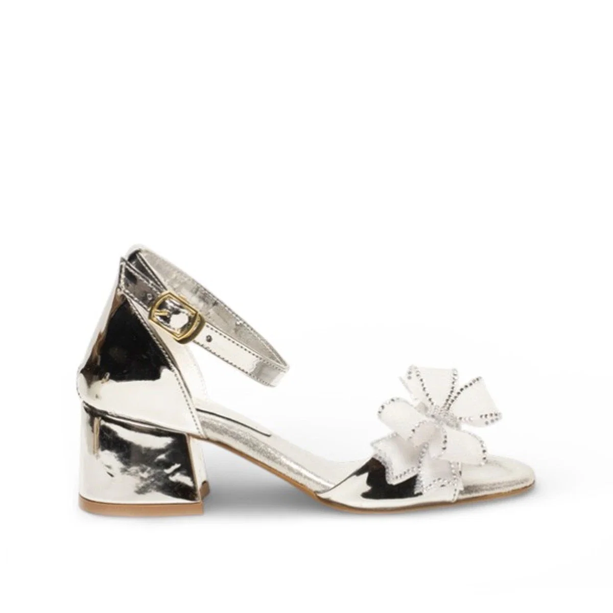 Genel Filet Topuklu Sandalet Hf092 Ayna Gümüş - Görsel 1