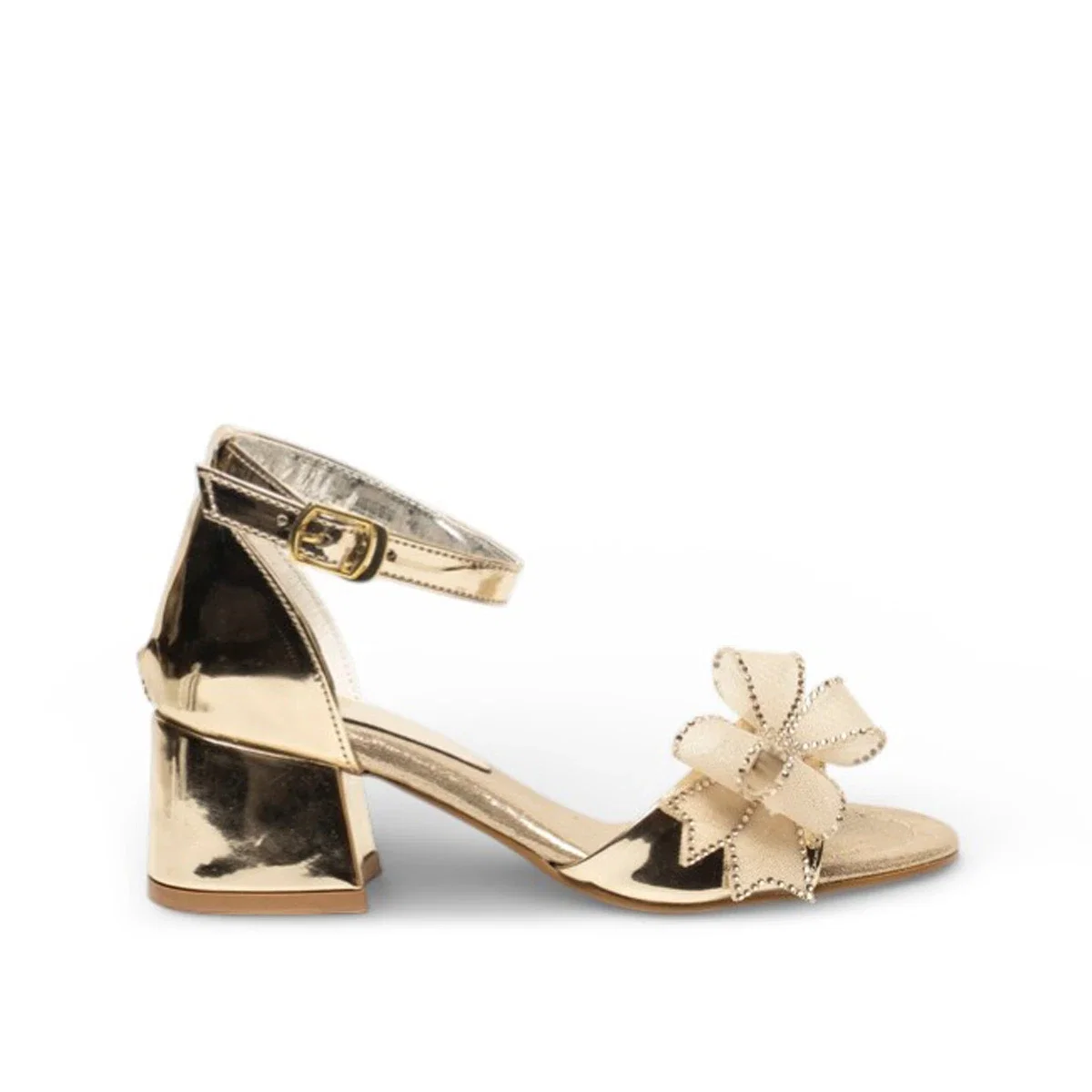 Genel Filet Topuklu Sandalet Hf092 Ayna Altın - Görsel 1