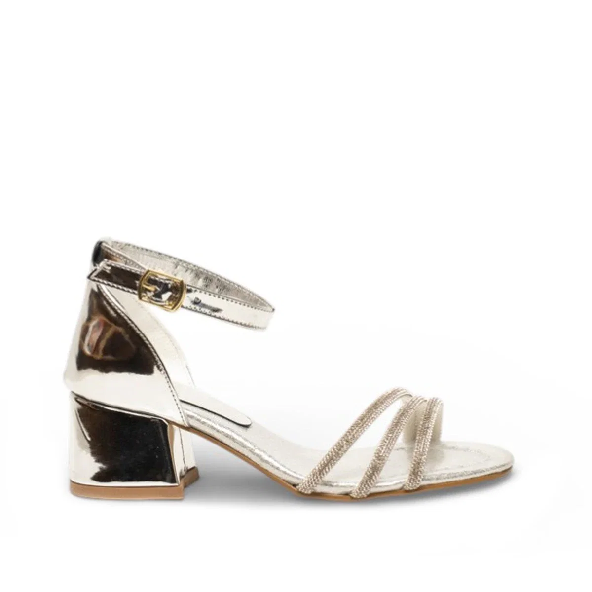 Genel Patik Topuklu Sandalet Hp090 Ayna Gümüş - Görsel 1