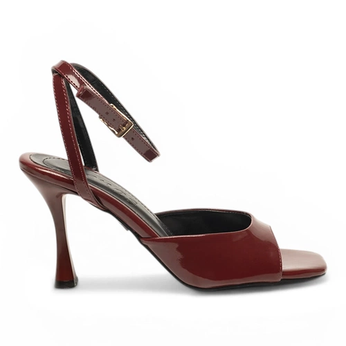 Renas Zenne Topuklu Sandalet 6298 Rugan Bordo - Görsel 1