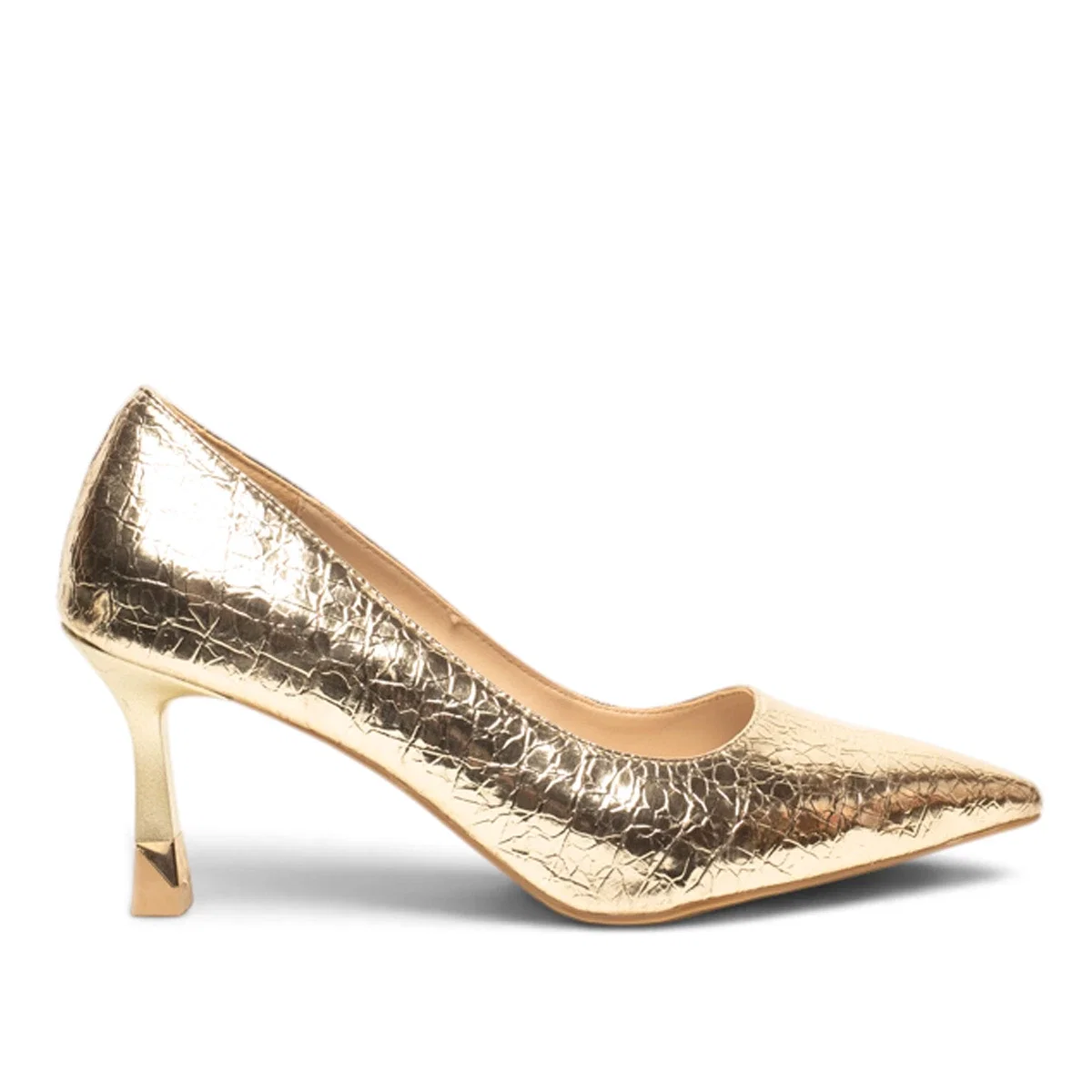 Renas Zenne Stiletto 2237 Kroko Altın - Görsel 1