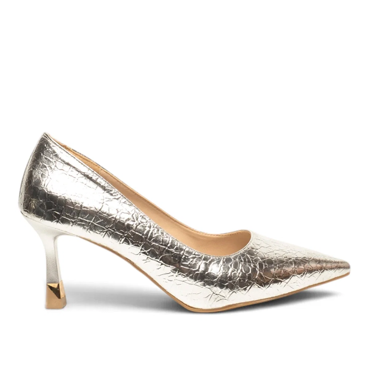 Renas Zenne Stiletto 2237 Kroko Gümüş - Görsel 1
