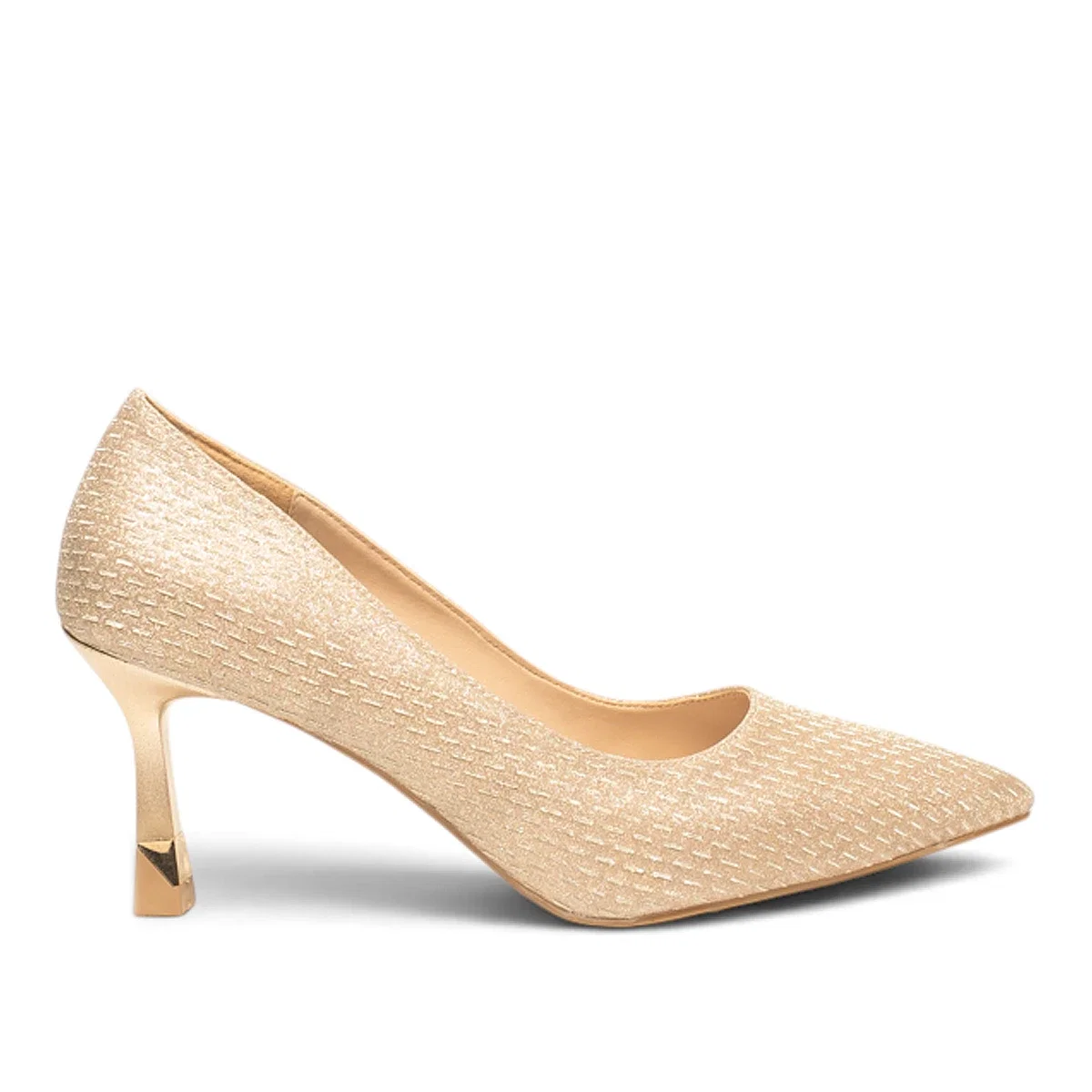 Renas Zenne Stiletto 3722 Çizgili Simli Altın - Görsel 1
