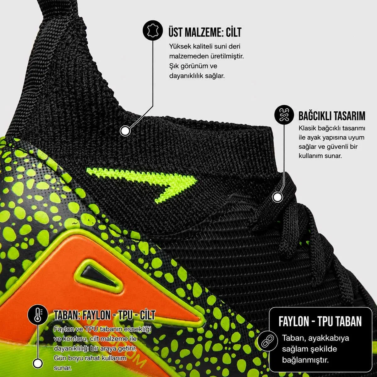 Laliga Filet Superfly 610 Halı Saha Siyah Sarı - Görsel 4