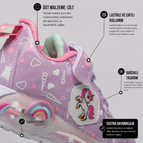 Minio Unicorn Patik 727 Cilt Lila Pembe - Görsel 4
