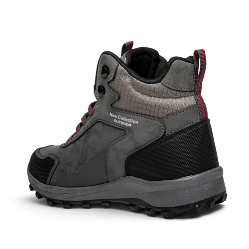 Lambirlent Erkek Trekking Bot 1250-2 Cilt Denye Füme Siyah Kırmızı - Görsel 3