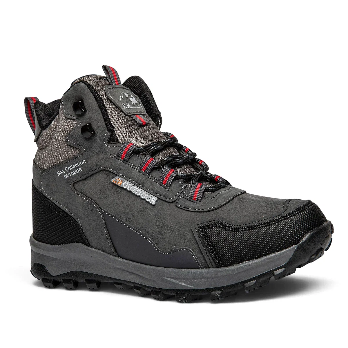 Lambirlent Erkek Trekking Bot 1250-2 Cilt Denye Füme Siyah Kırmızı