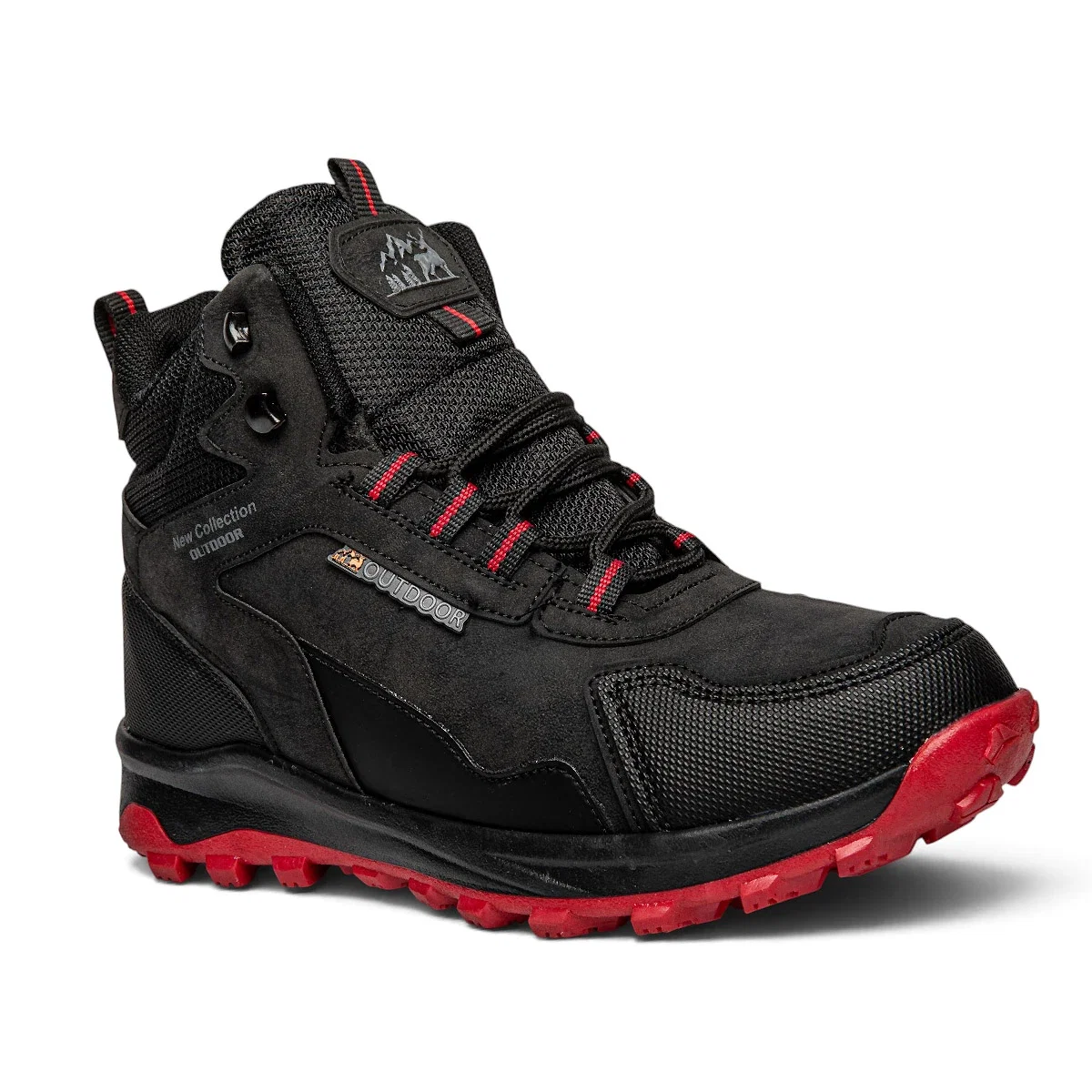 Lambirlent Erkek Trekking Bot 1250-7 Cilt Denye Siyah Kırmızı Tbn Siyah Kırmızı