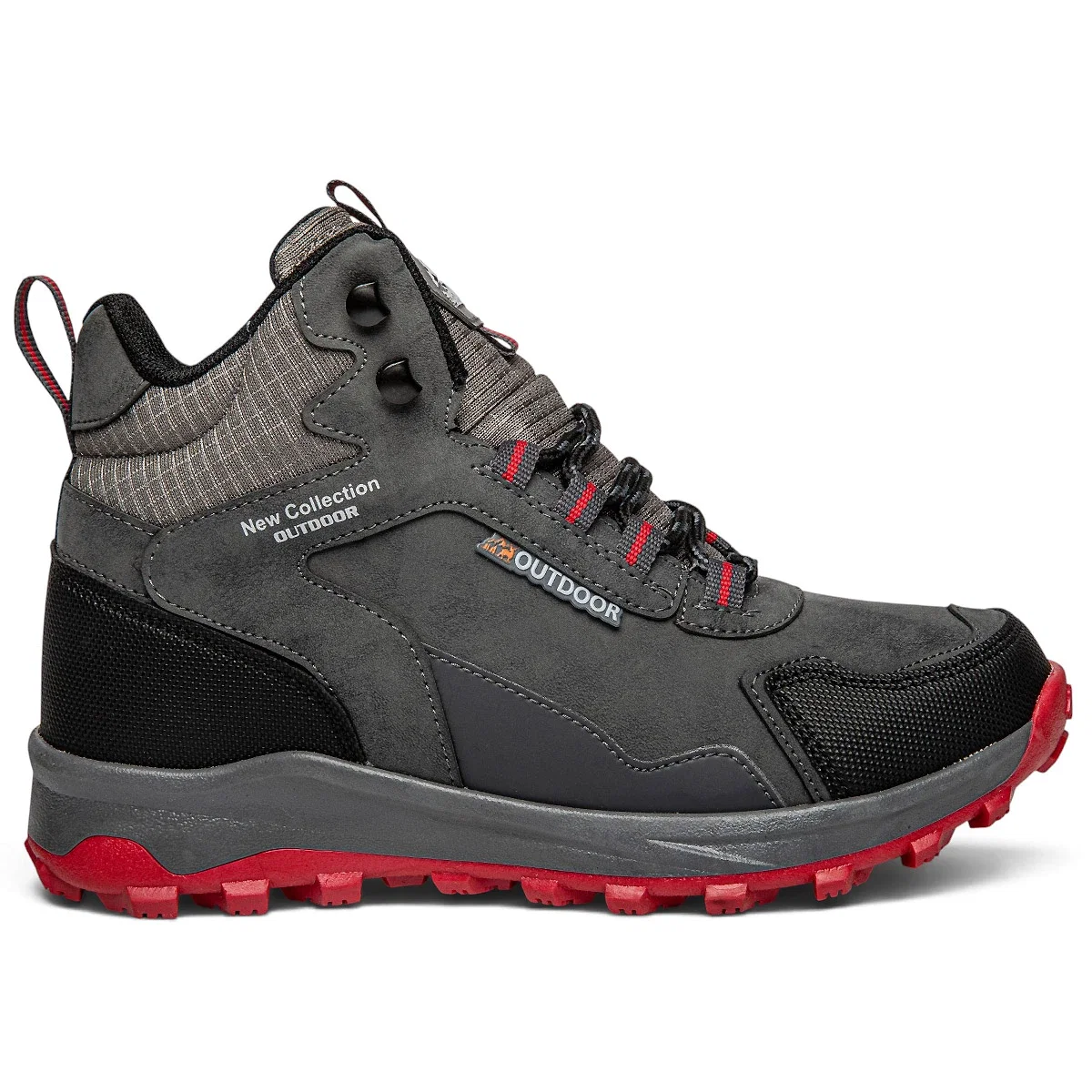 Lambirlent Erkek Trekking Bot 1250-9 Cilt Denye Füme Siyah Kırmızı Tbn Füme Kırmızı - Görsel 1