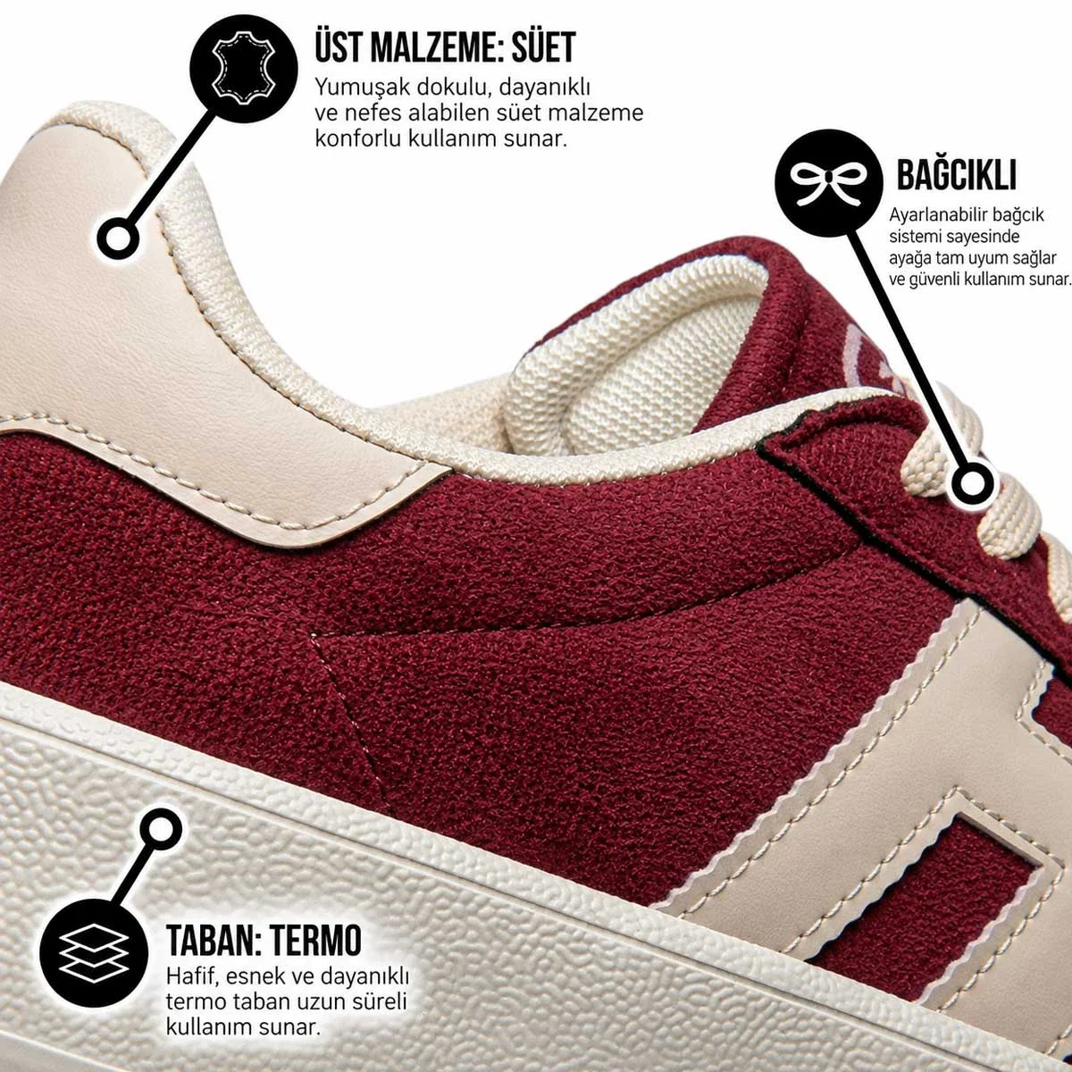 Qla Zenne 2101 Süet Bordo Bej - Görsel 4