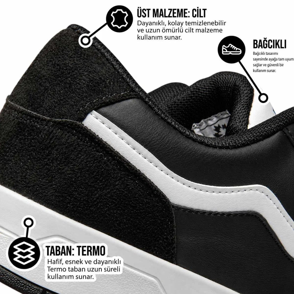 Crosberg Zenne 2608 Süet Siyah Beyaz